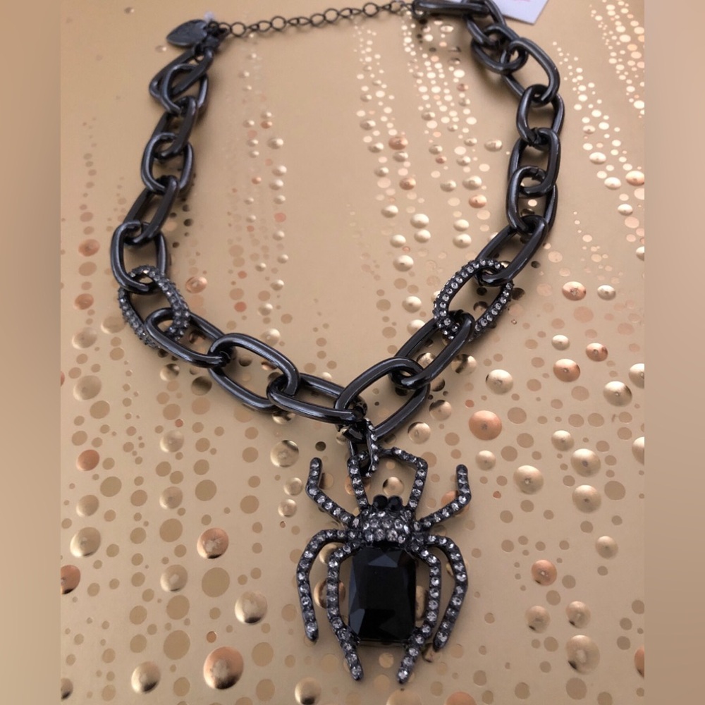 Authentic Betsey Johnson Necklace - Tarantula Spider Crystal Chunky Chain, NWT